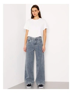 Organic Cotton Wide Leg Jean in Acid Wash