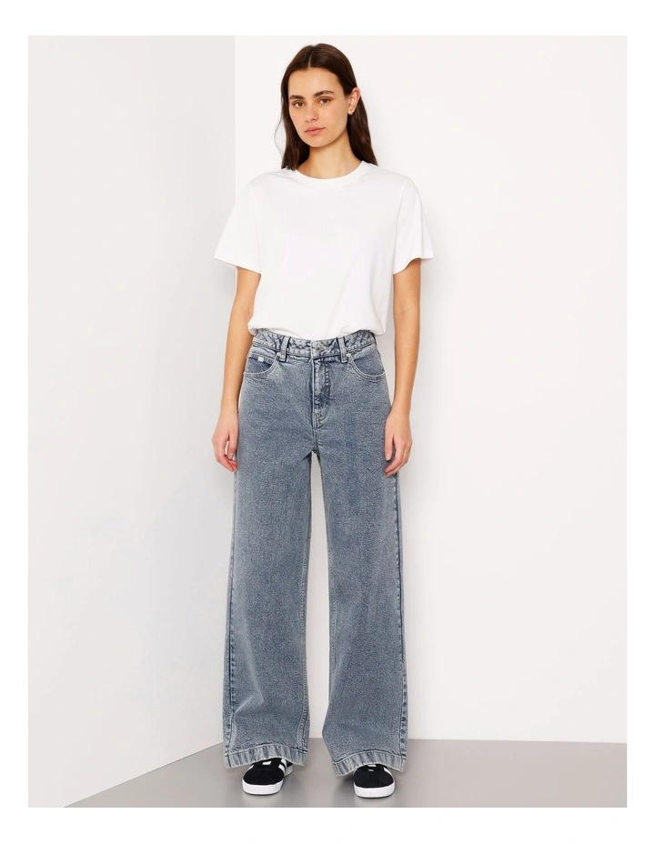 Organic Cotton Wide Leg Jean in Acid Wash image 1