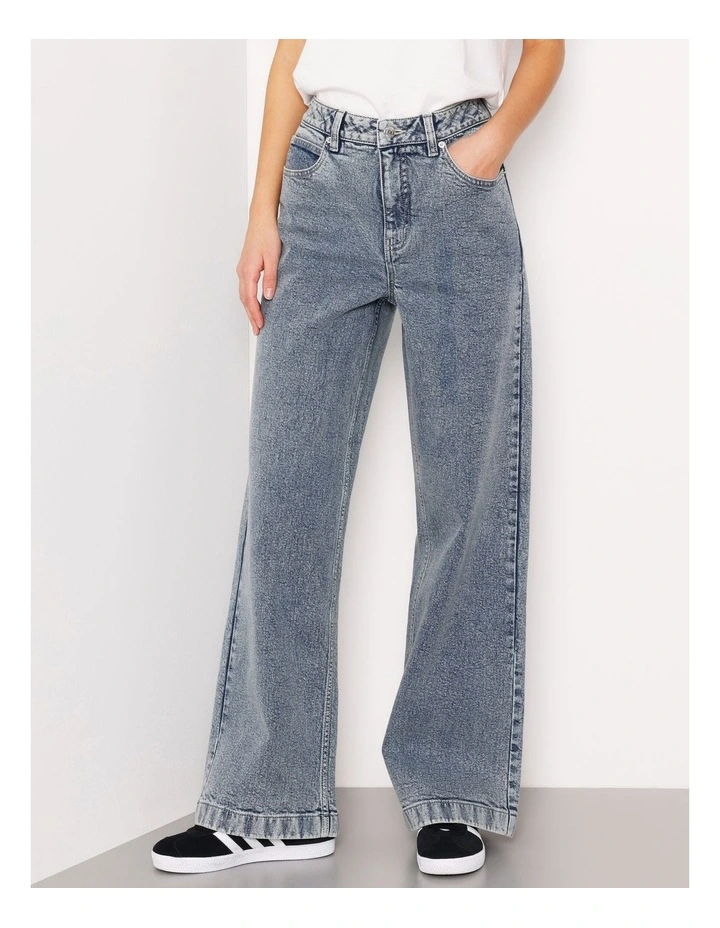 Organic Cotton Wide Leg Jean in Acid Wash image 2