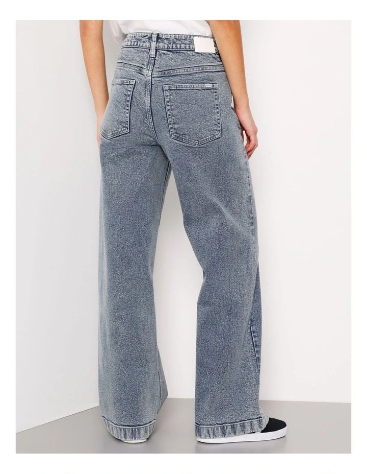 Organic Cotton Wide Leg Jean in Acid Wash image 4