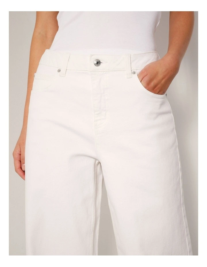 Organic Raw Hem Cropped Wide Leg Jean in Ecru image 2