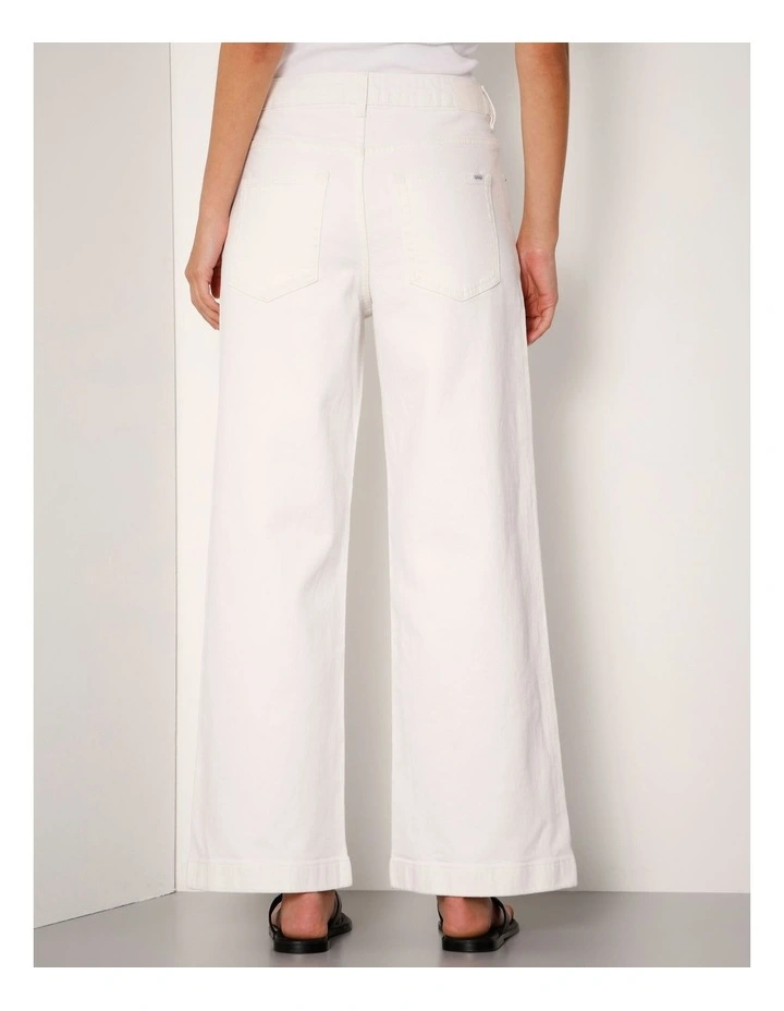 Organic Raw Hem Cropped Wide Leg Jean in Ecru image 3