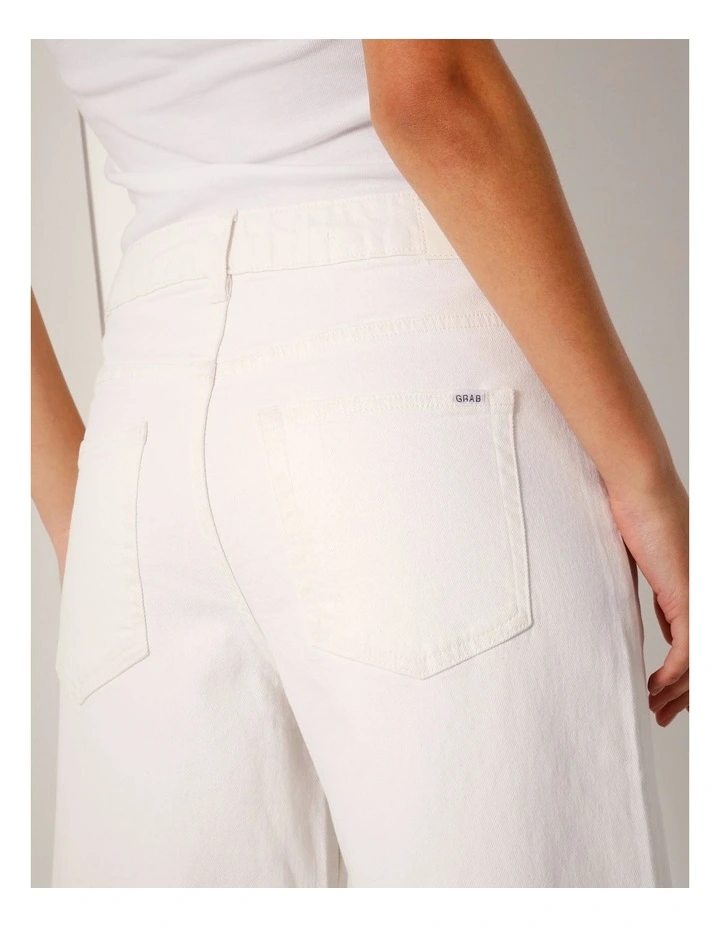 Organic Raw Hem Cropped Wide Leg Jean in Ecru image 4