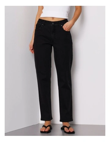 Organic Cotton Blend Straight Jean in Washed Black