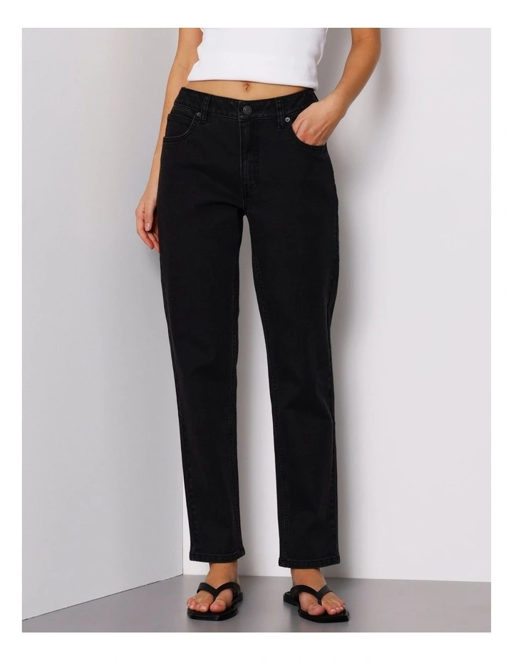 Organic Cotton Blend Straight Jean in Washed Black image 1