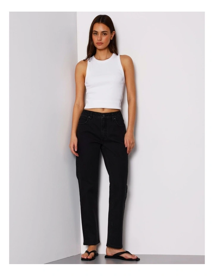 Organic Cotton Blend Straight Jean in Washed Black image 2
