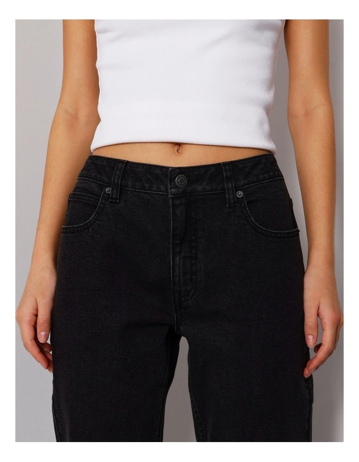 Organic Cotton Blend Straight Jean in Washed Black image 3