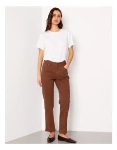 Organic Cotton Blend Straight Jean in Brown