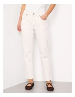 Petite Organic Cotton Blend Straight Jean in Ecru