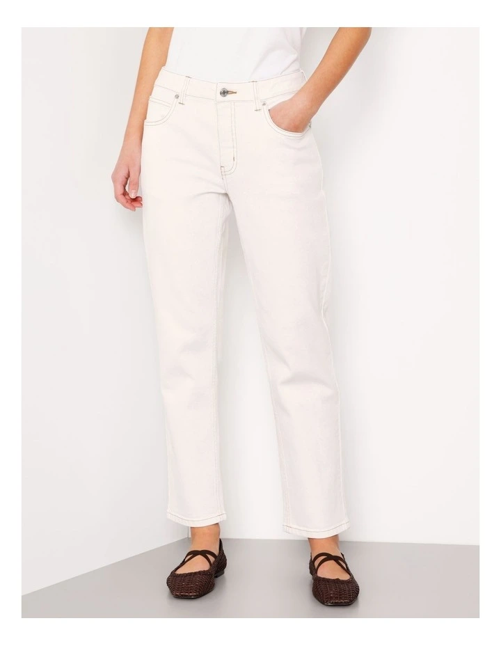 Petite Organic Cotton Blend Straight Jean in Ecru image 1