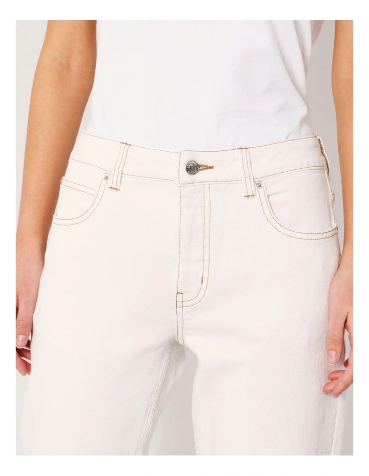 Petite Organic Cotton Blend Straight Jean in Ecru image 2