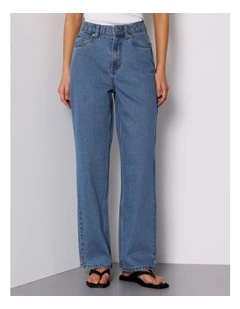 Vintage High Rise Straight Jeans in Pacific Blue