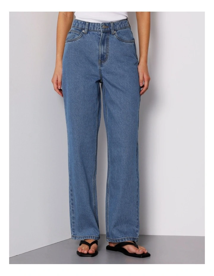 Vintage High Rise Straight Jeans in Pacific Blue image 1