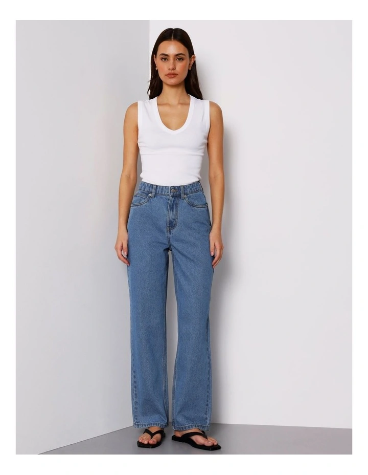 Vintage High Rise Straight Jeans in Pacific Blue image 6