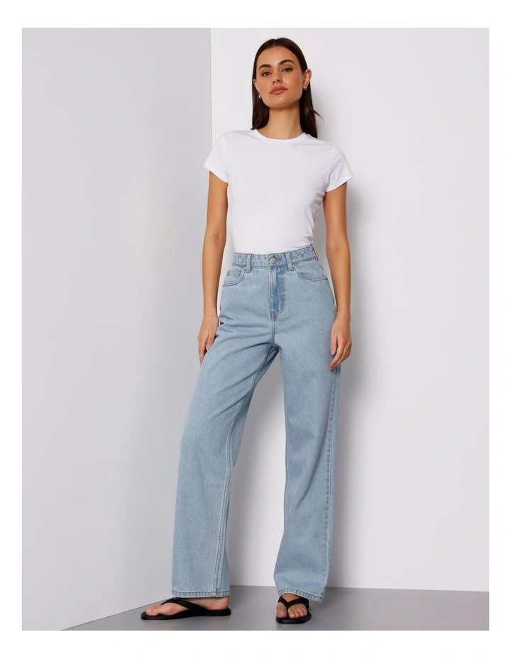 Vintage High Rise Straight Jeans in Breeze Blue image 1