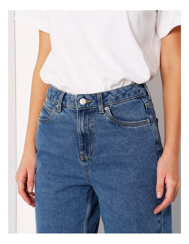 Organic Cotton Blend Barrel Leg Jean in Pacific Blue image 4