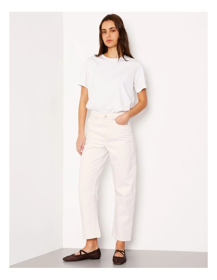 Organic Cotton Blend Barrel Leg Jean in Ecru image 1