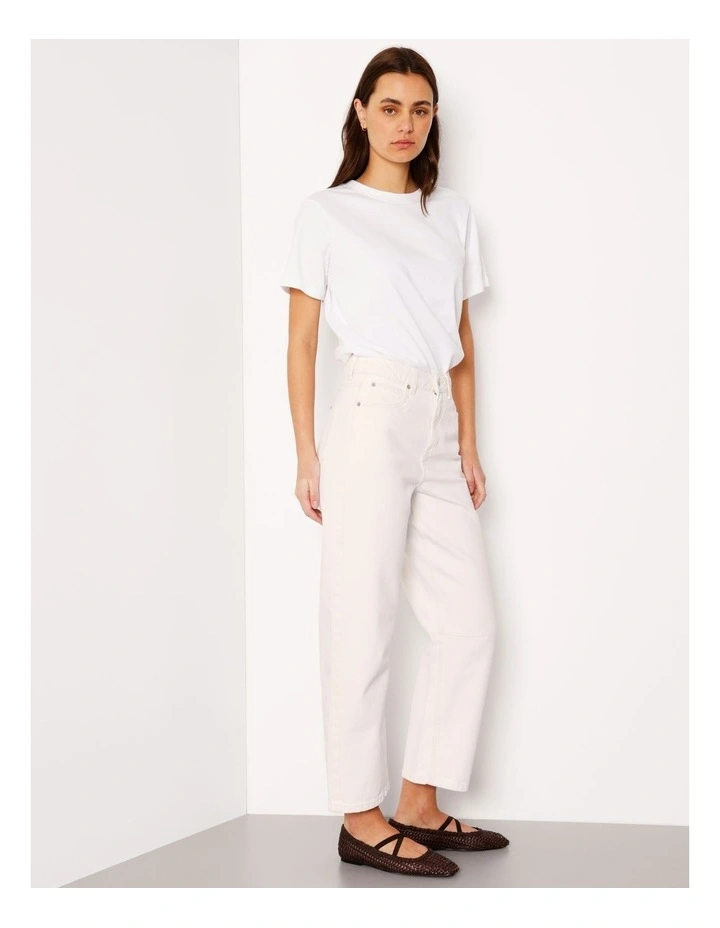 Organic Cotton Blend Barrel Leg Jean in Ecru image 4