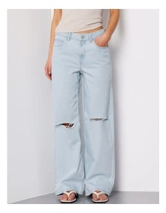 Low Rise Baggy Jean in Ice Blue