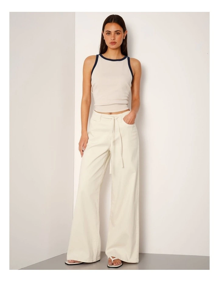 Soft Elastic Waist Jean In Natural image 2