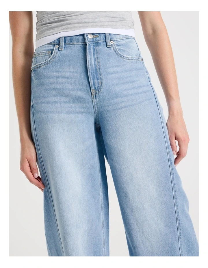Wide Leg Jean With Insert in Light Indigo image 4
