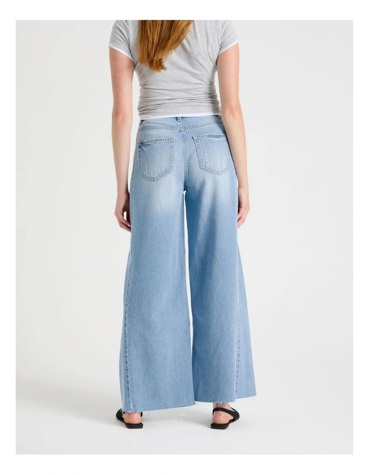 Wide Leg Jean With Insert in Light Indigo image 5