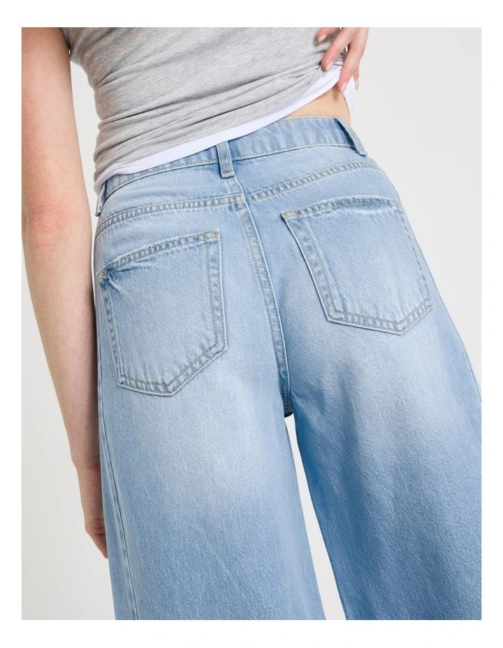 Wide Leg Jean With Insert in Light Indigo image 6