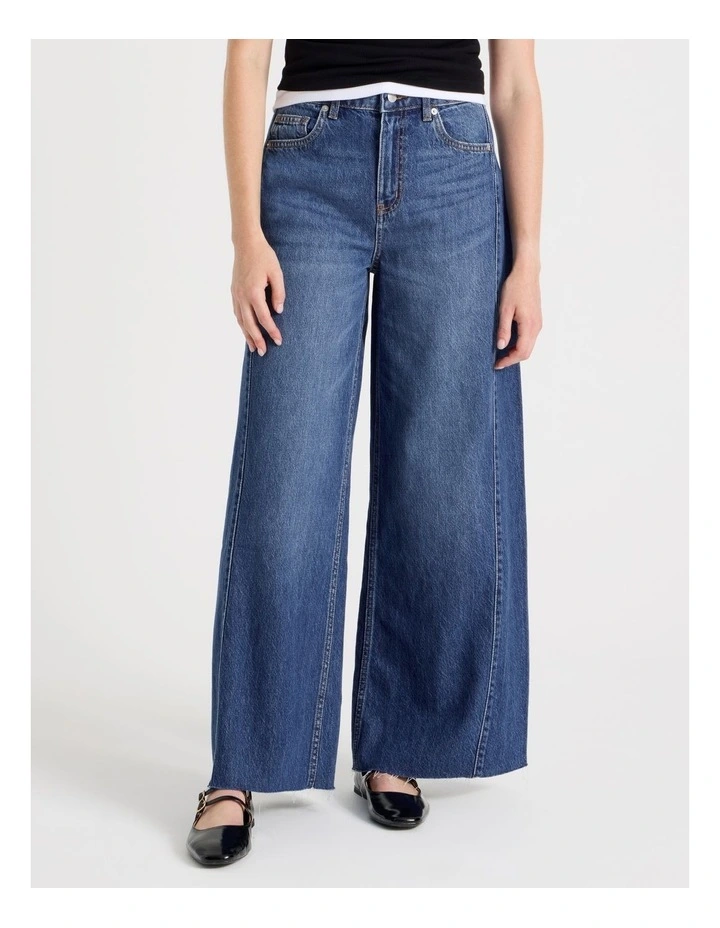 Wide Leg Jean With Insert In Medium Indigo image 2