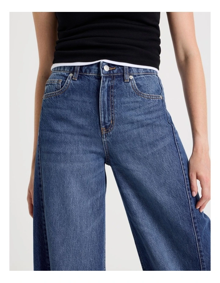 Wide Leg Jean With Insert In Medium Indigo image 4