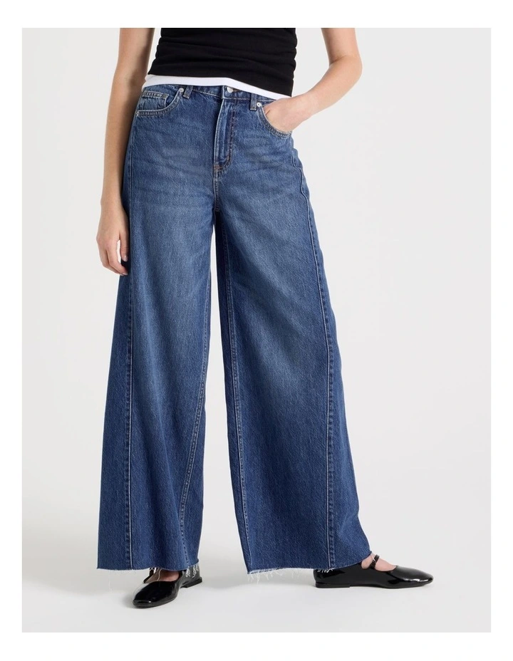 Wide Leg Jean With Insert In Medium Indigo image 5
