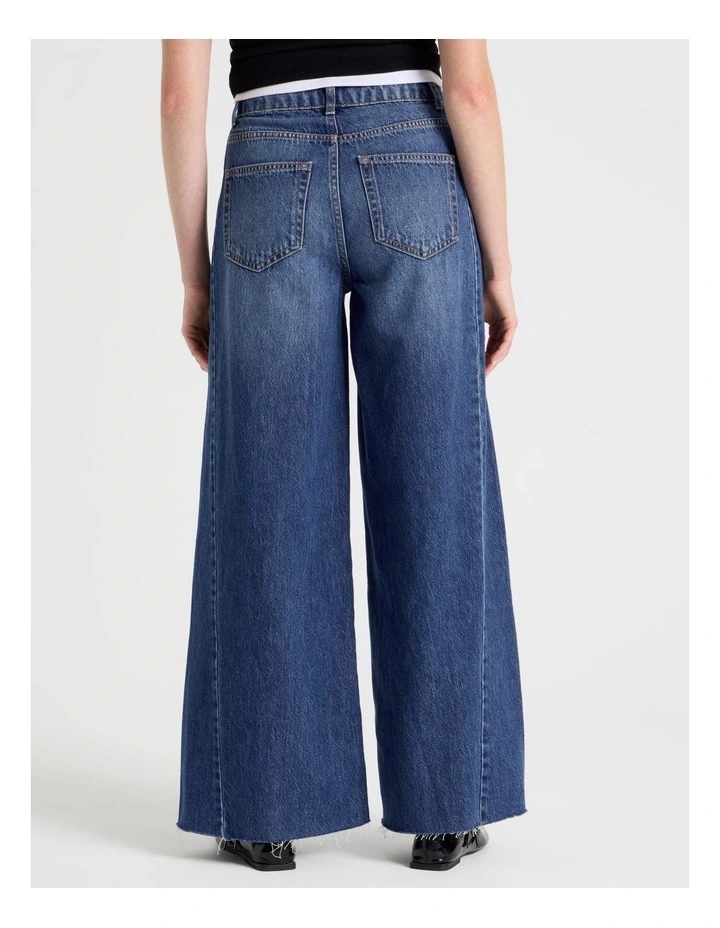 Wide Leg Jean With Insert In Medium Indigo image 6