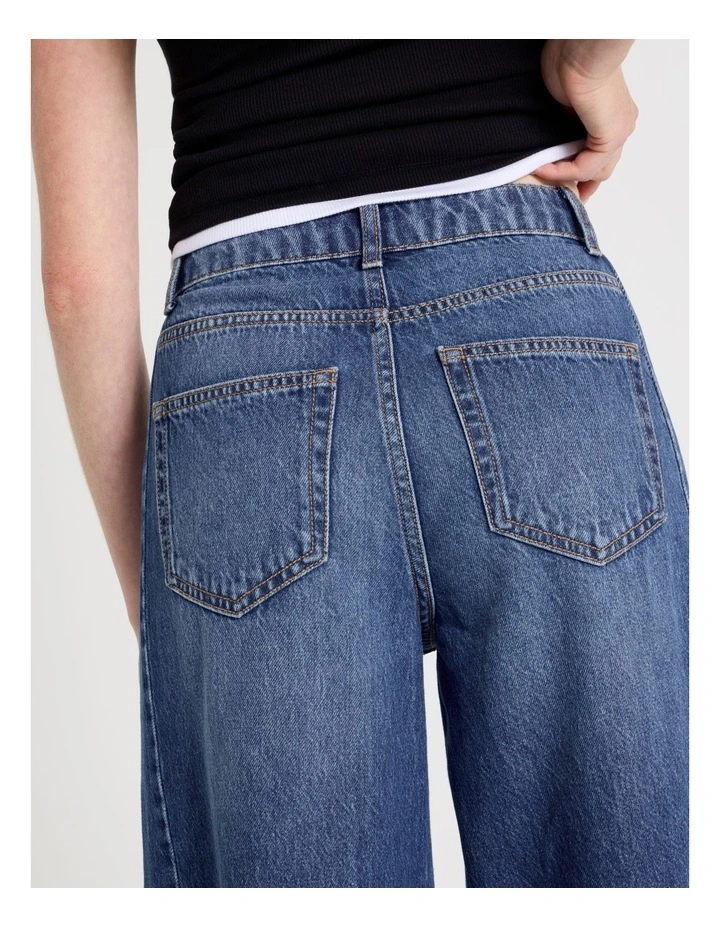 Wide Leg Jean With Insert In Medium Indigo image 7