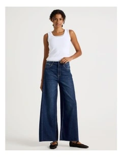 Wide Leg Jean With Insert In Dark Indigo