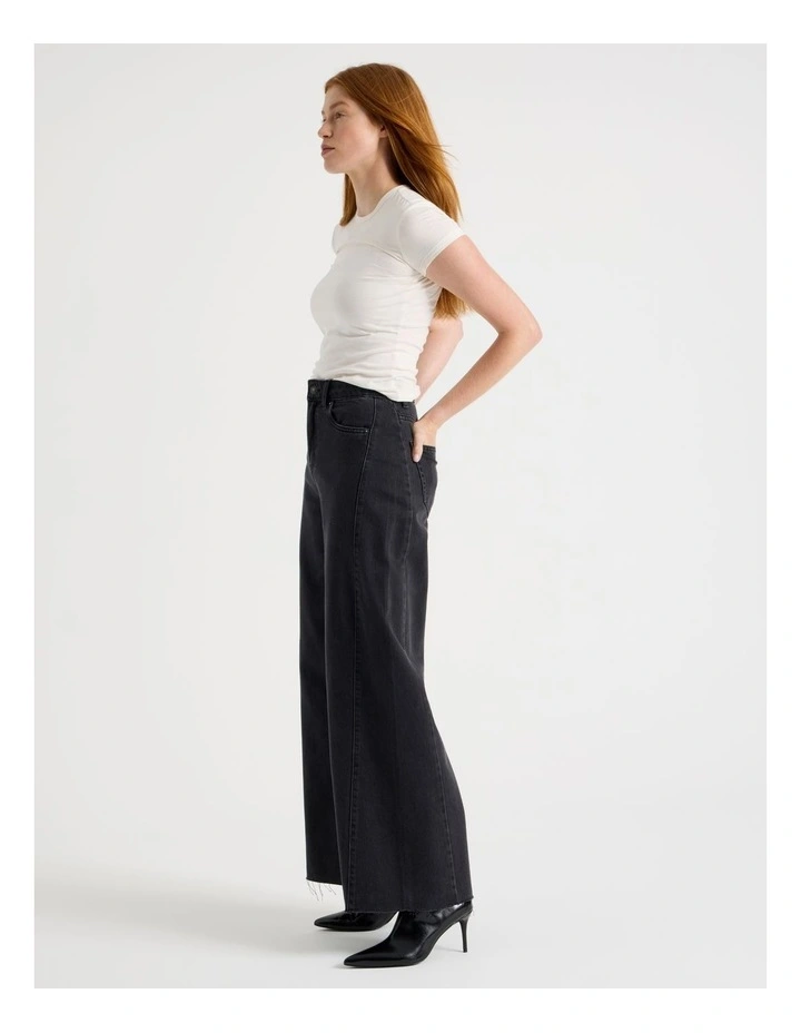 Wide Leg Jean With Insert In Washed Black image 1