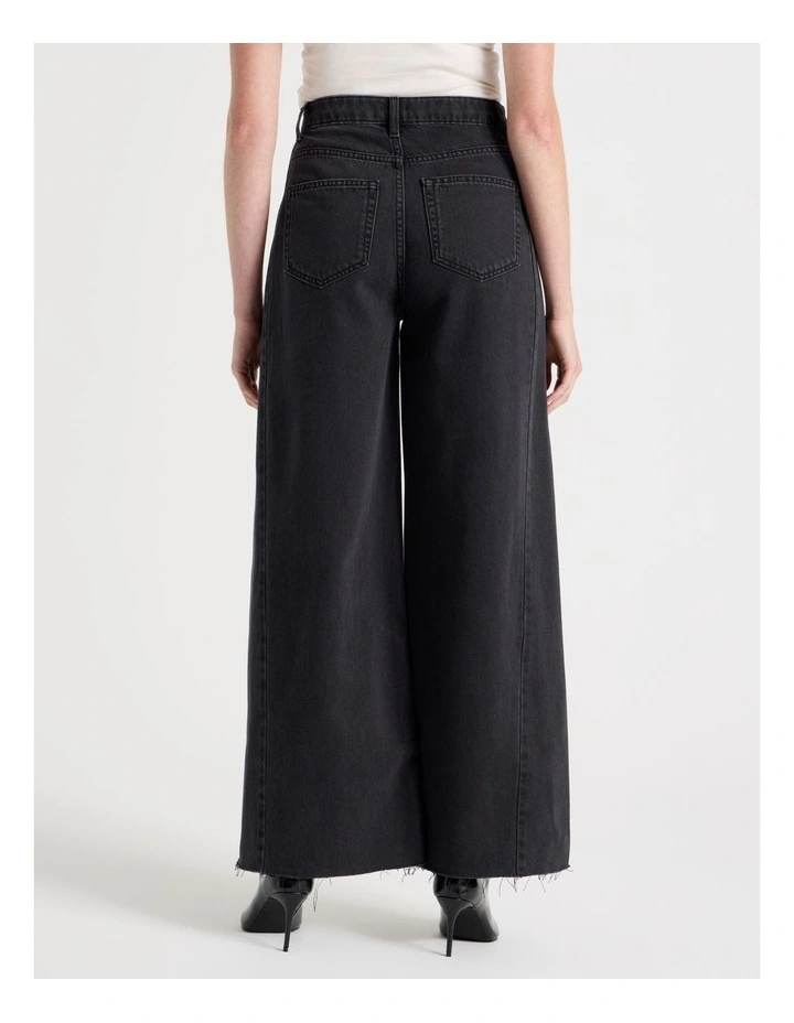 Wide Leg Jean With Insert In Washed Black image 5