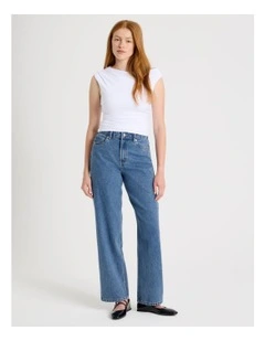 Vintage Straight High Rise Jean In Mid Wash