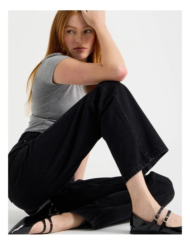 Vintage Straight High Rise Jean In Black image 2