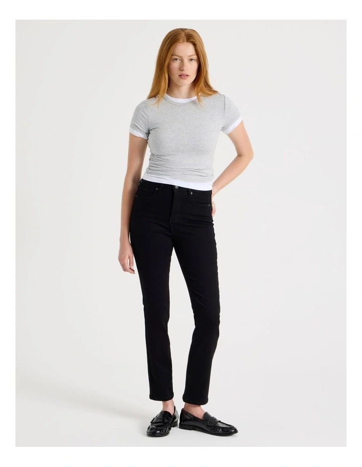 Slim Shape In High Rise Jean in Black image 1