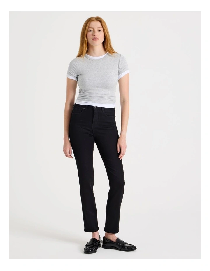 Slim Shape In High Rise Jean in Black image 5
