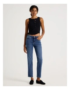 Straight Shape In Mid Rise Jean in Medium Indigo