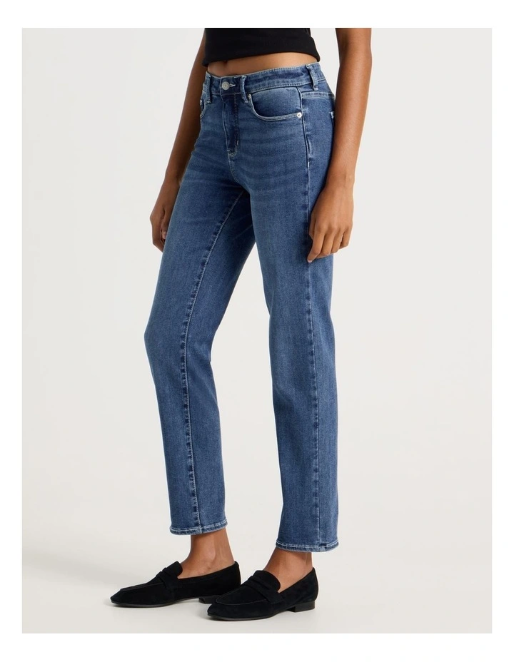 Straight Shape In Mid Rise Jean in Medium Indigo image 2
