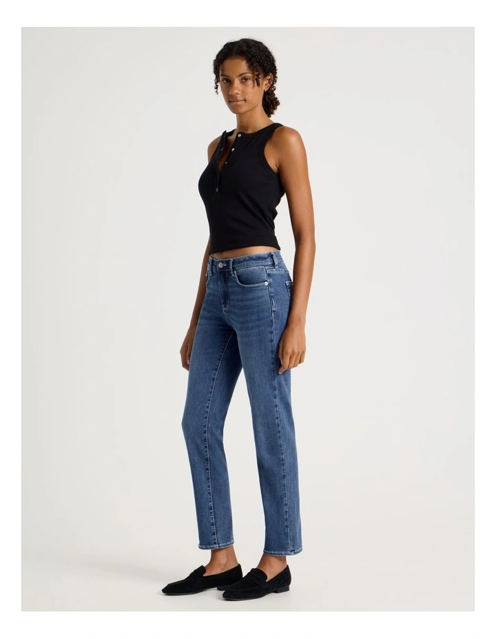 Straight Shape In Mid Rise Jean in Medium Indigo image 7