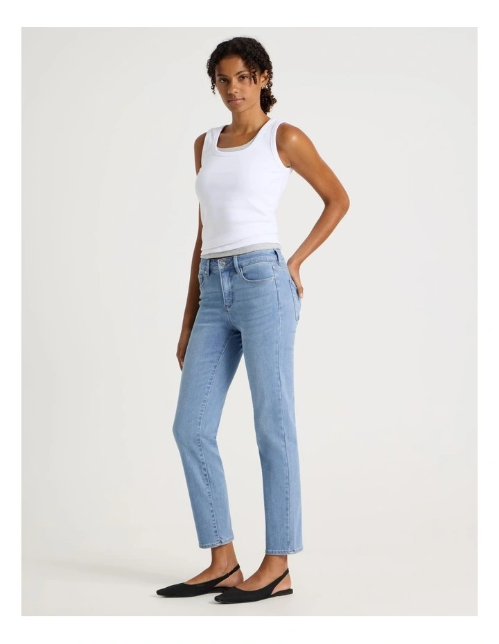 Straight Shape In Mid Rise Jean in Light Indigo image 7