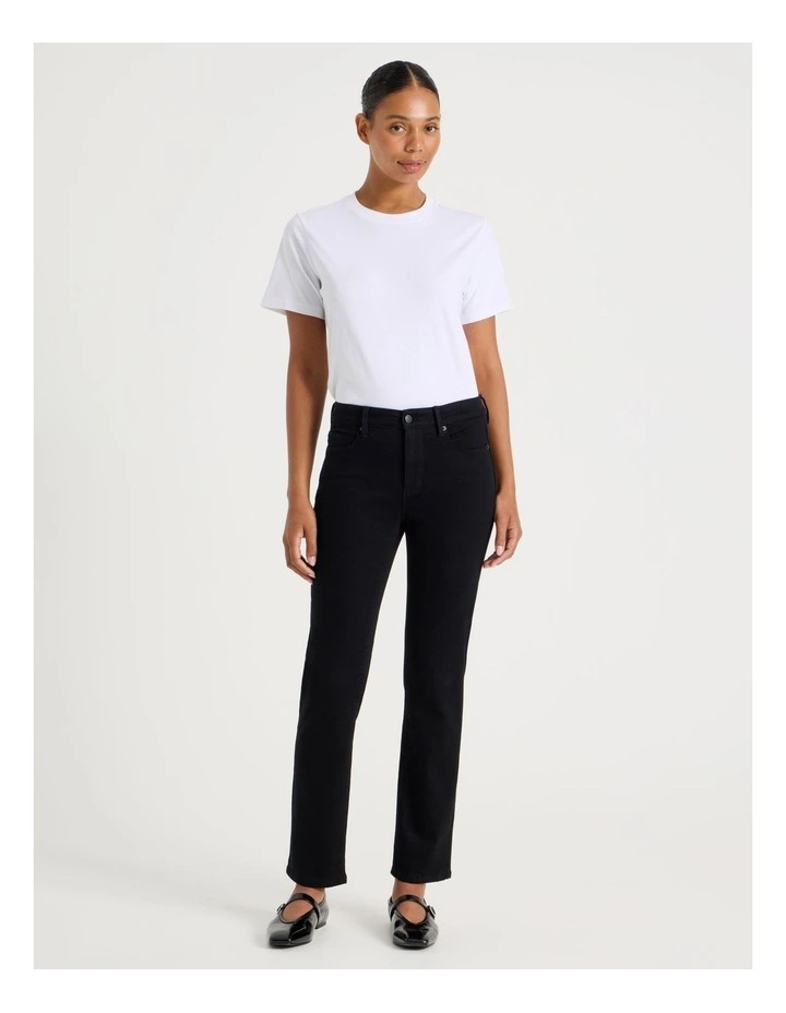 Straight Shape In Mid Rise Jean in Black image 1