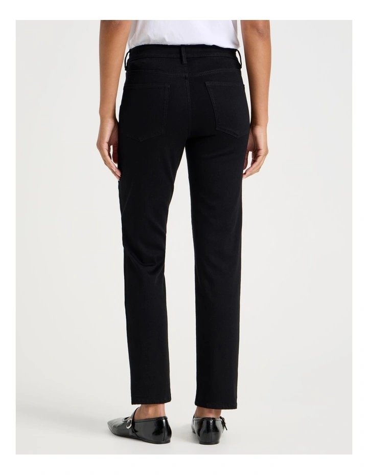 Straight Shape In Mid Rise Jean in Black image 4