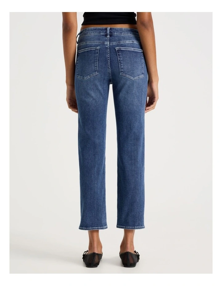 Straight Shape In Mid Rise Jean Short In Seam in Medium Indigo image 5