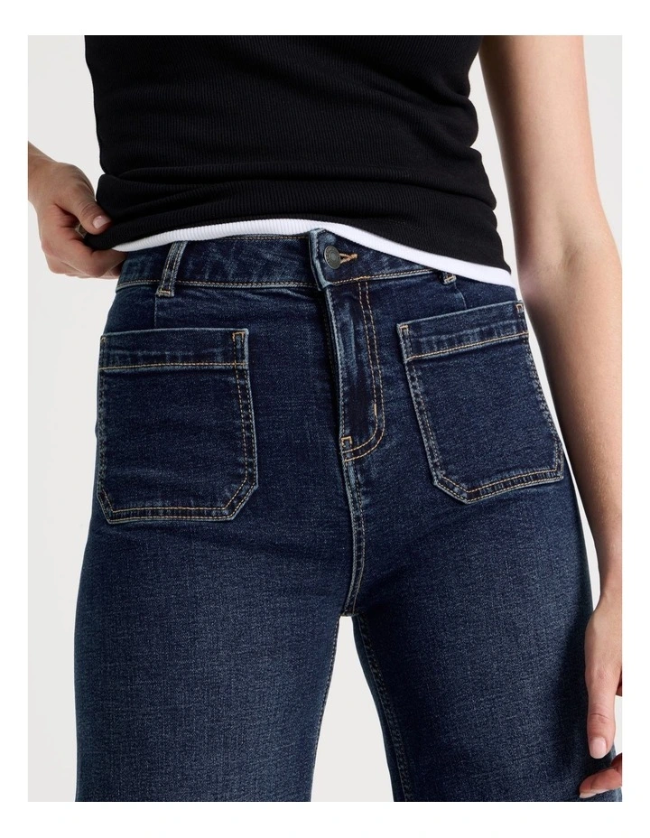 Wide Leg Patch Pocket Jean in Dark Indigo image 3