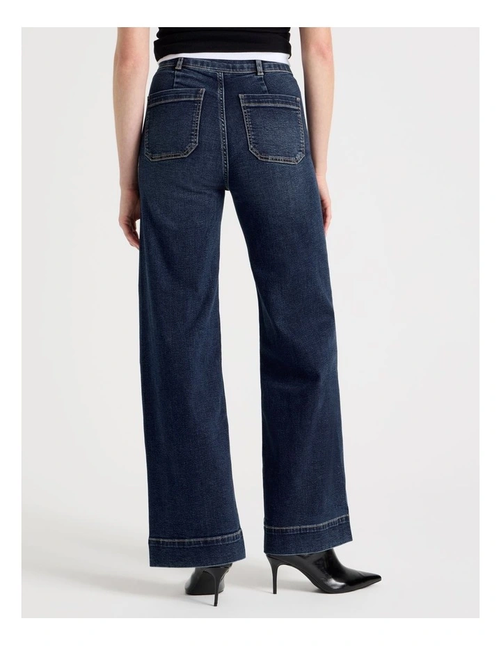 Wide Leg Patch Pocket Jean in Dark Indigo image 5