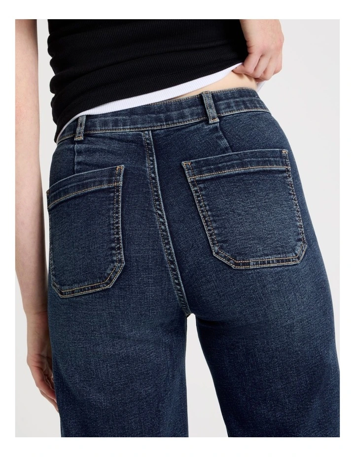 Wide Leg Patch Pocket Jean in Dark Indigo image 6