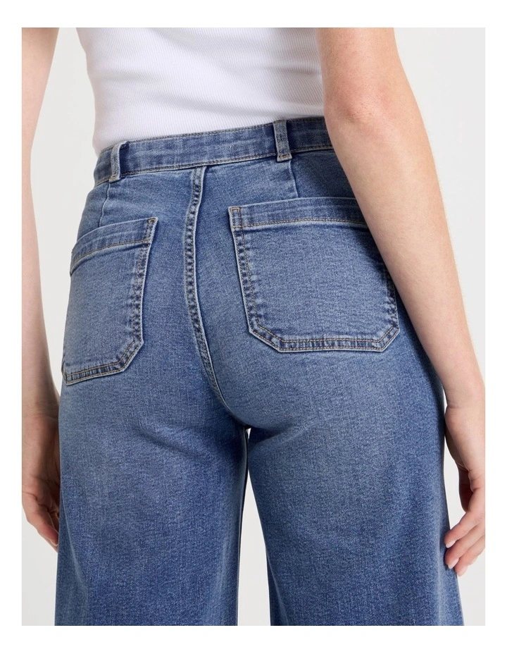 Wide Leg Patch Pocket Jean in Medium Indigo image 7